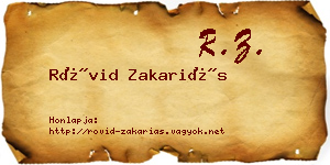 Rövid Zakariás névjegykártya